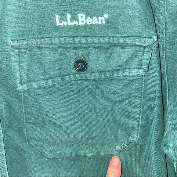 Vintage LL Bean Shirt Womens Size 18 Chamois Cloth Flannel Flap Pockets USA Flaw - Picture 7 of 16
